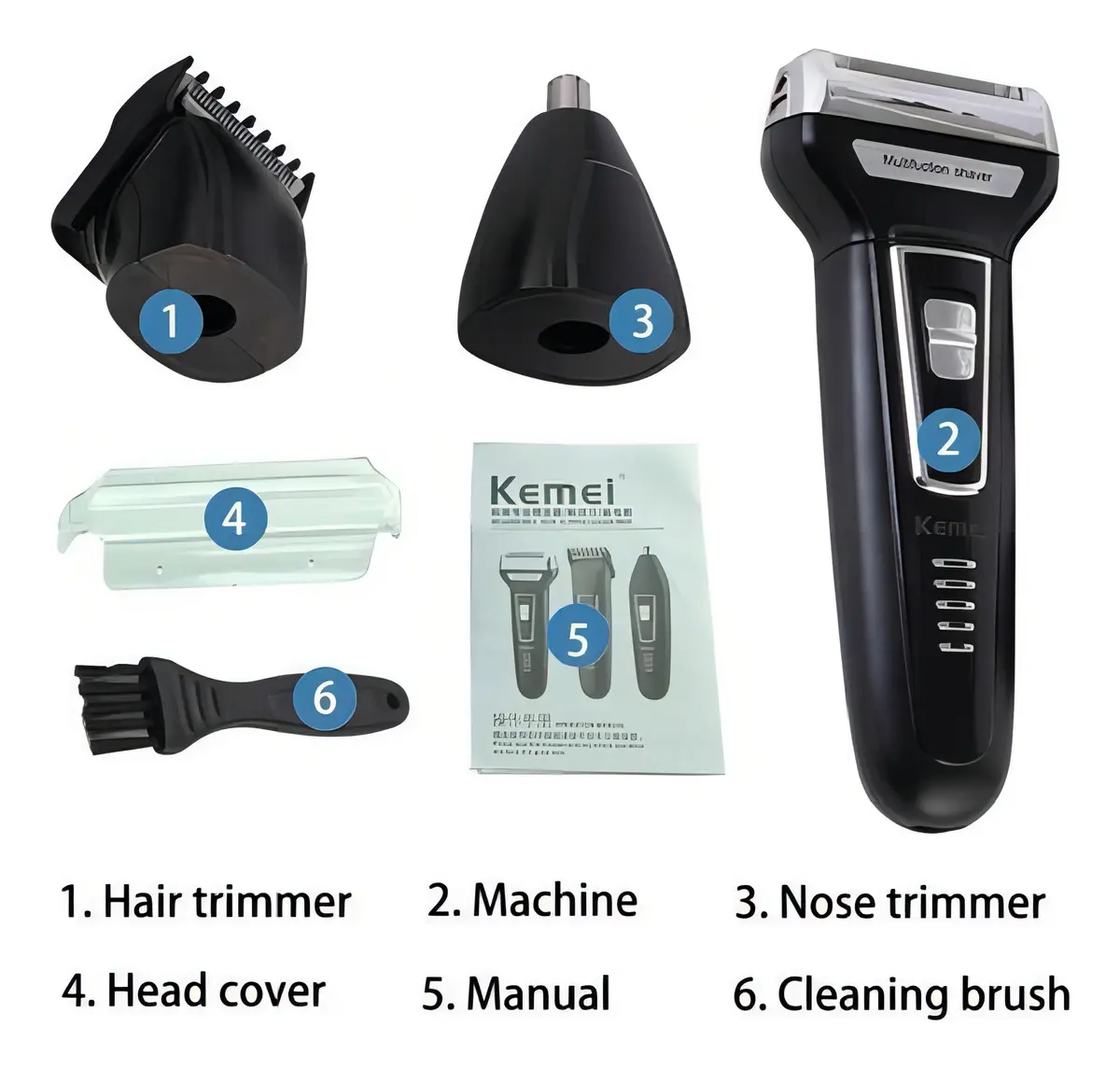 Barbeador Aparador 3 em 1 Kemei KM-6558 Nariz Barba Cabelo Recarregável 3