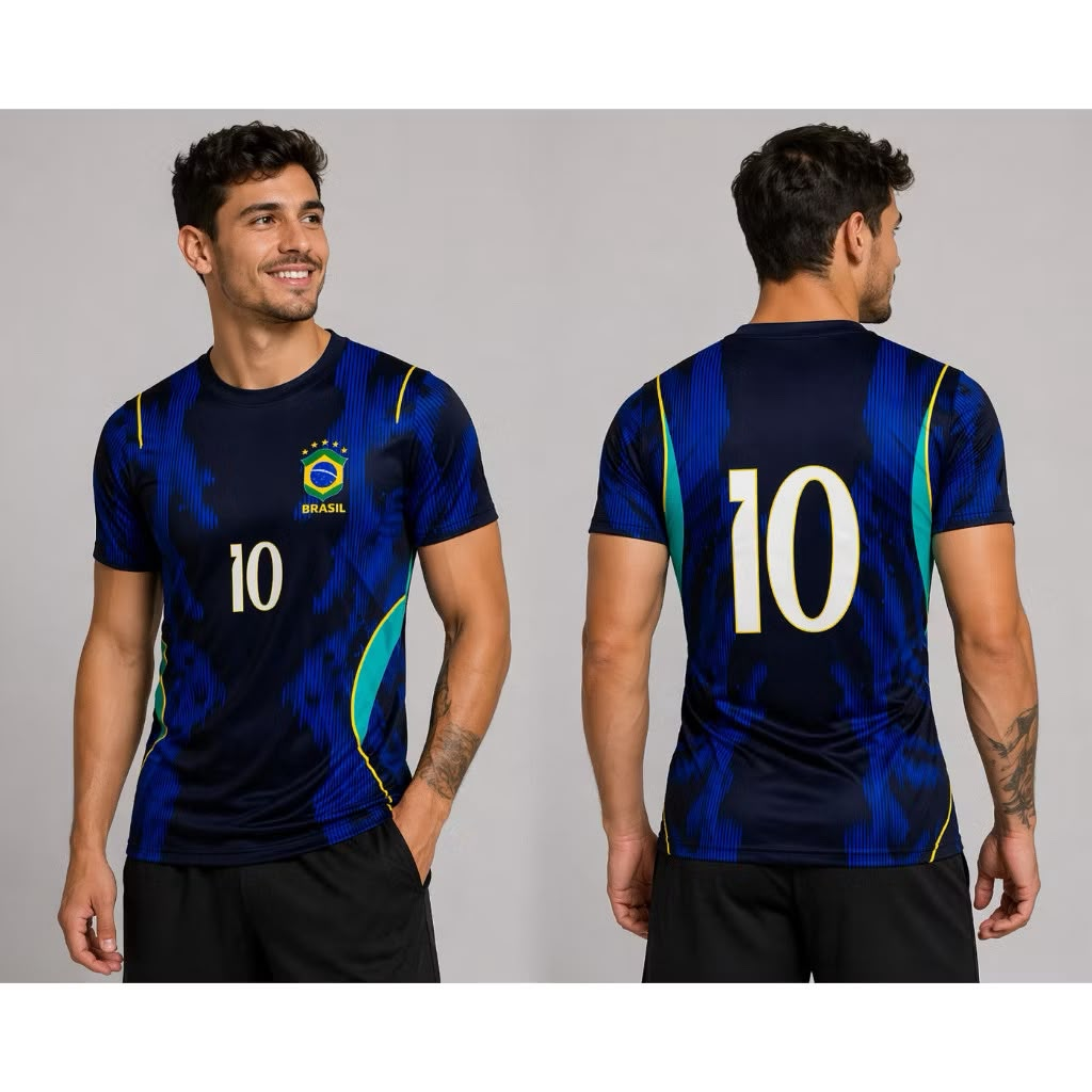 Camisa Brasil Modelo Azul 2026 Torcedor Nº 10 Dry Fit 2